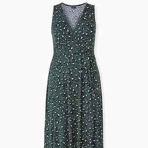 NWT Torrid Green Leopard Hi-Lo Wrap Dress with Tie
